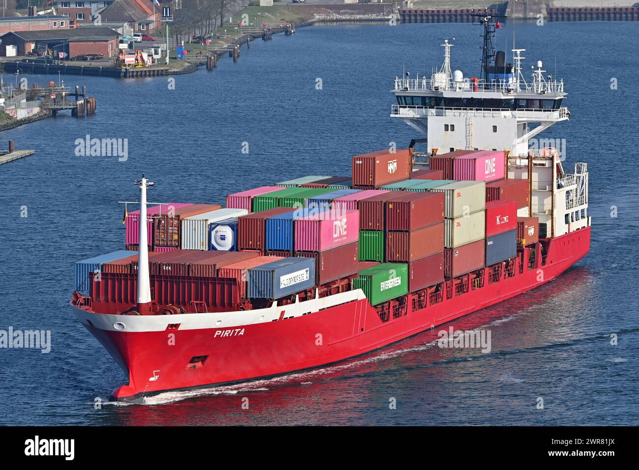 Containership PIRITA at the KIel Canal Stock Photo