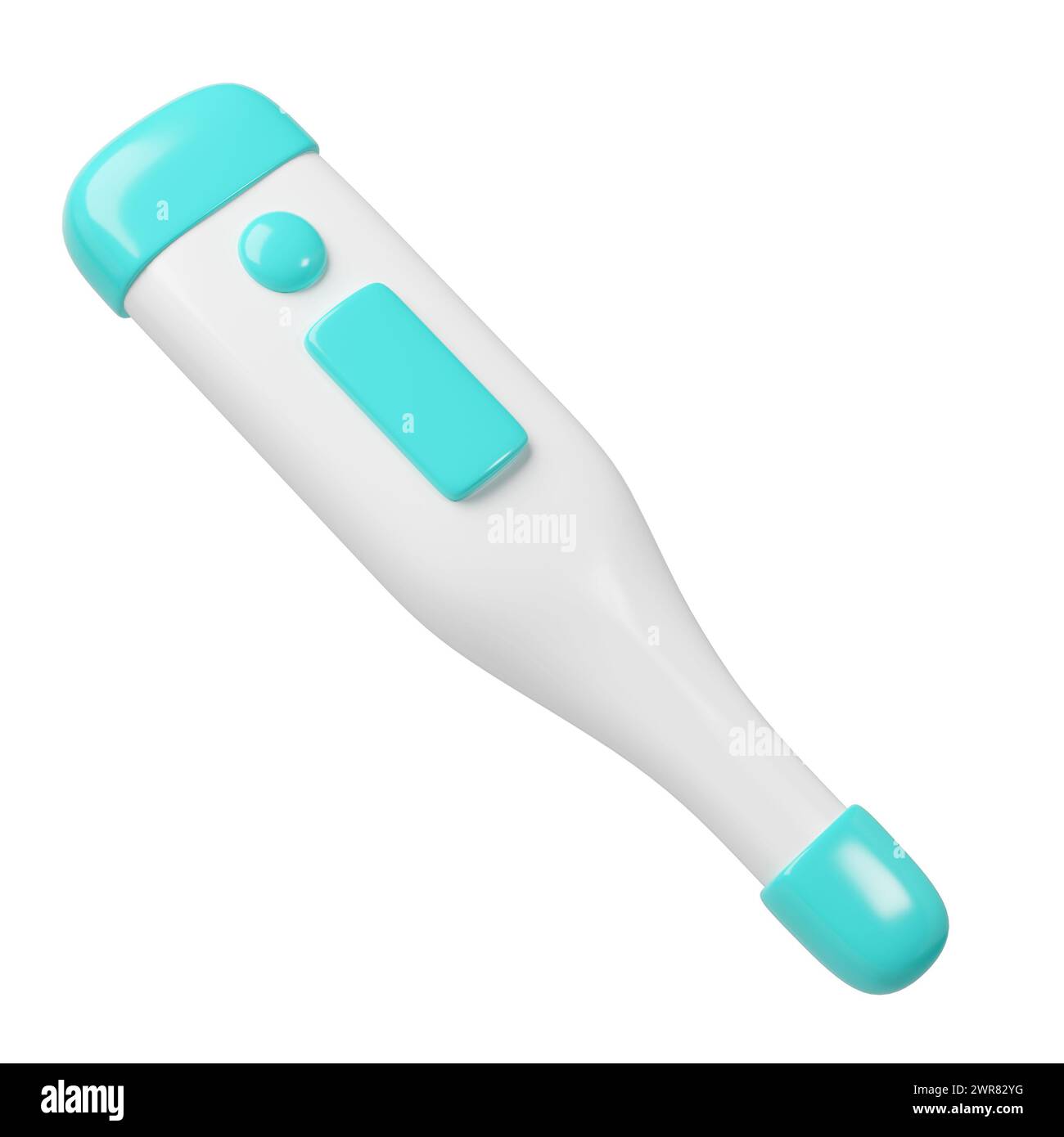 3d medical electronic thermometer icon. Rendering illustration of medicine diagnostic instrument to temperature measurement. Cute cartoon design Stock Photo
