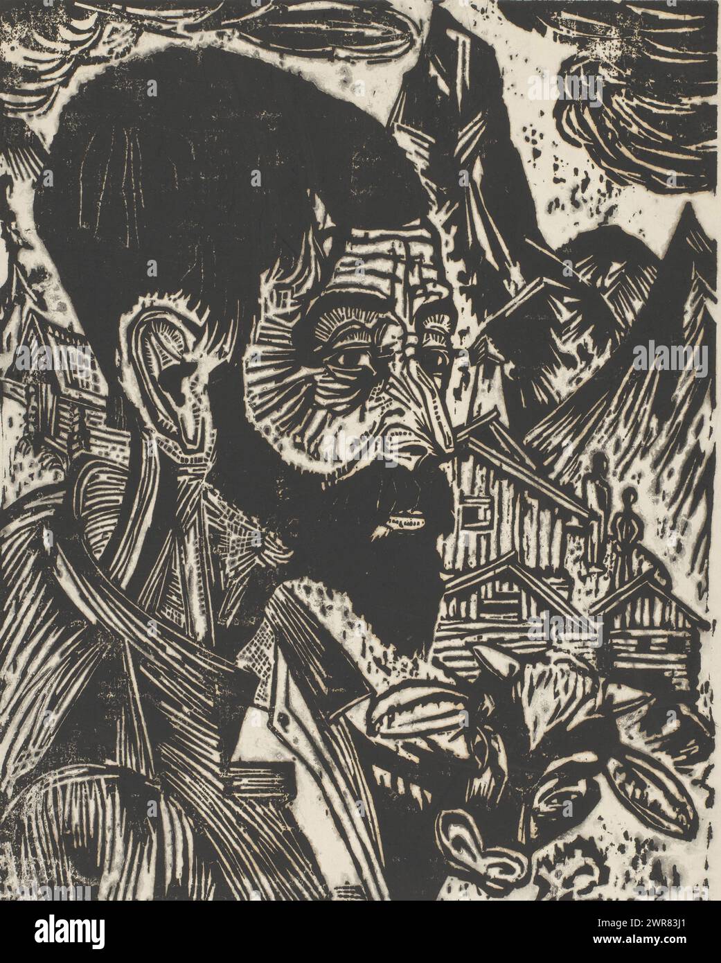Sennkopf (Martin Schmied) (original title), print maker: Ernst Ludwig Kirchner, (signed by artist), Germany, 1917, paper, height 590 mm × width 458 mm, print Stock Photo