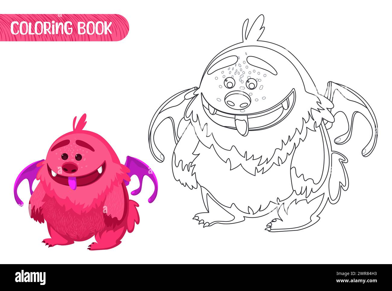 Coloring book for kids. Cute funny monster. Stock Vector
