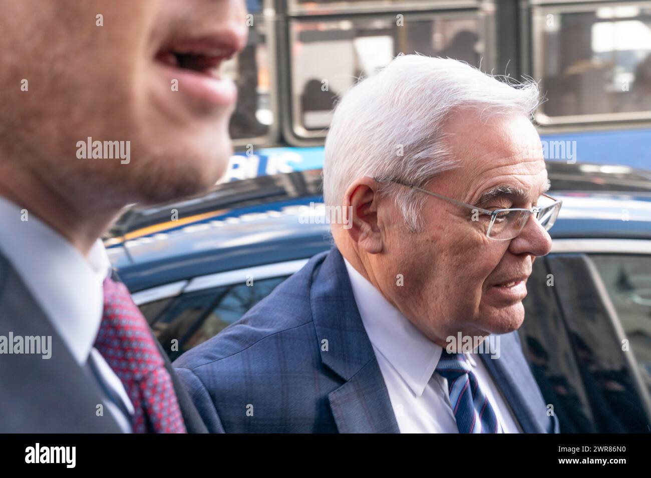 New York, New York, USA. 11th Mar, 2024. Senator Bob Menendez and his wife Nadine Menendez arrives to Manhattan Federal court in New York after arraignment on new charges in bribery case on March 11, 2024 (Credit Image: © Lev Radin/ZUMA Press Wire) EDITORIAL USAGE ONLY! Not for Commercial USAGE! Stock Photo