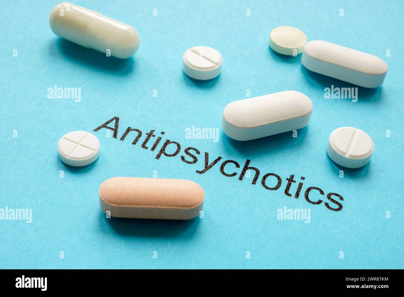 Sheet with inscription antipsychotics and tablets Stock Photo - Alamy