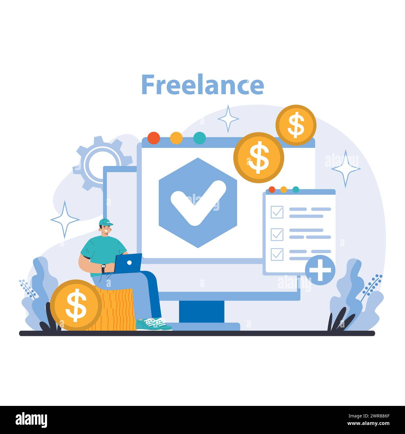 Freelance Work concept. Navigating the gig economy with skill and independence. Digital nomads 