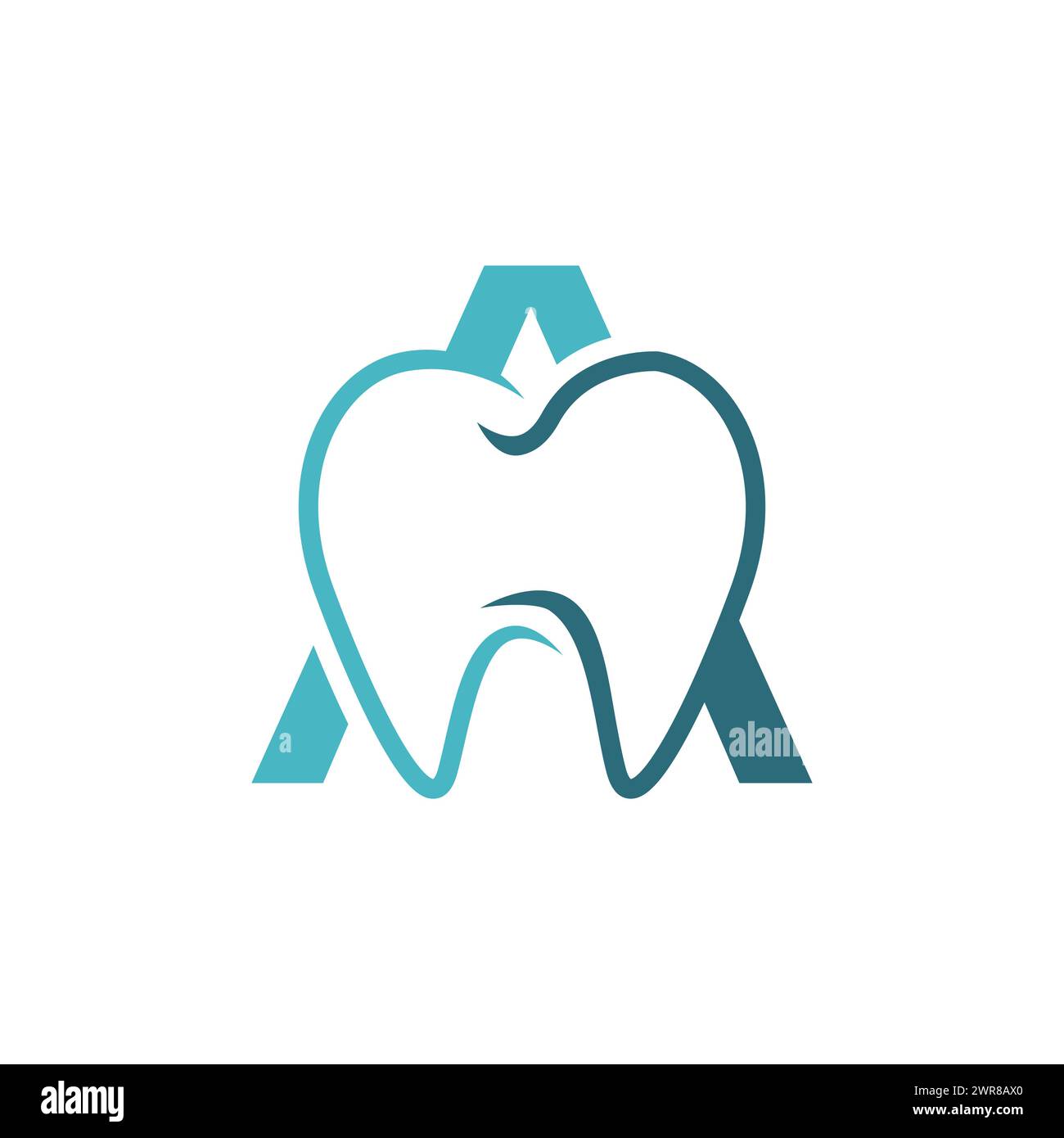 Letter a dental tooth logo design vector image. Letter A monogram dental logo design Vector Stock Vector