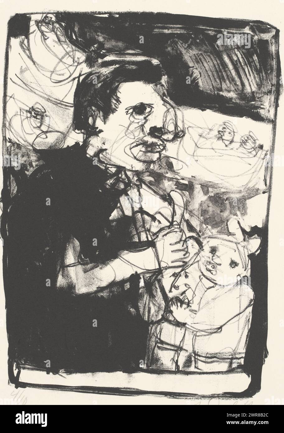 Father and child, print maker: Rein Dool, (signed by artist), 1968, paper, height 390 mm × width 525 mm, print Stock Photo