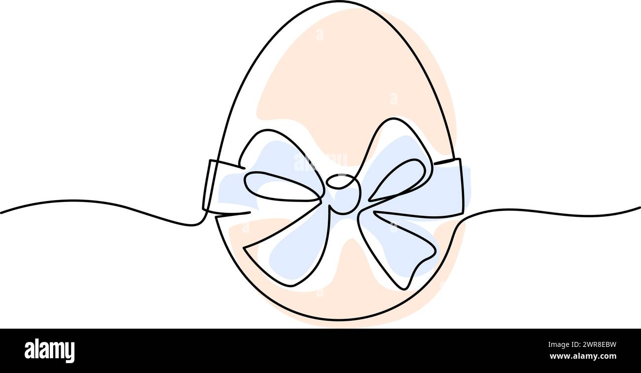 Happy Easter card. Egg doodle with bow. Cute hand drawn invitation, Stock Vector