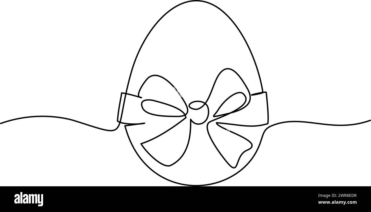 Happy Easter card. Egg doodle with bow. Cute hand drawn invitation, Stock Vector