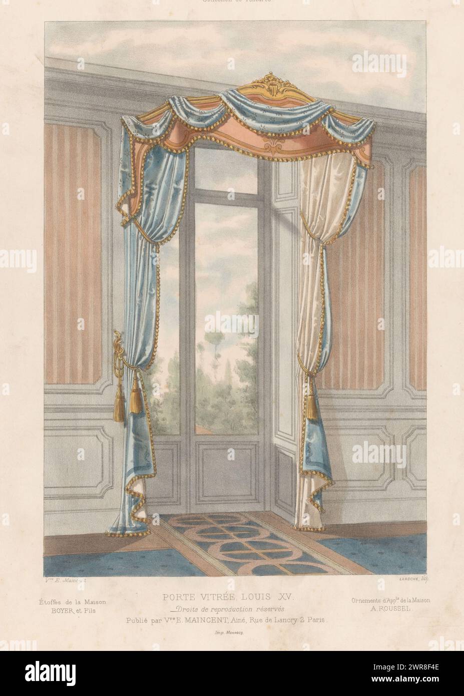 Door with curtains, Porte vitrée, Louis XV (title on object), Le Garde ...