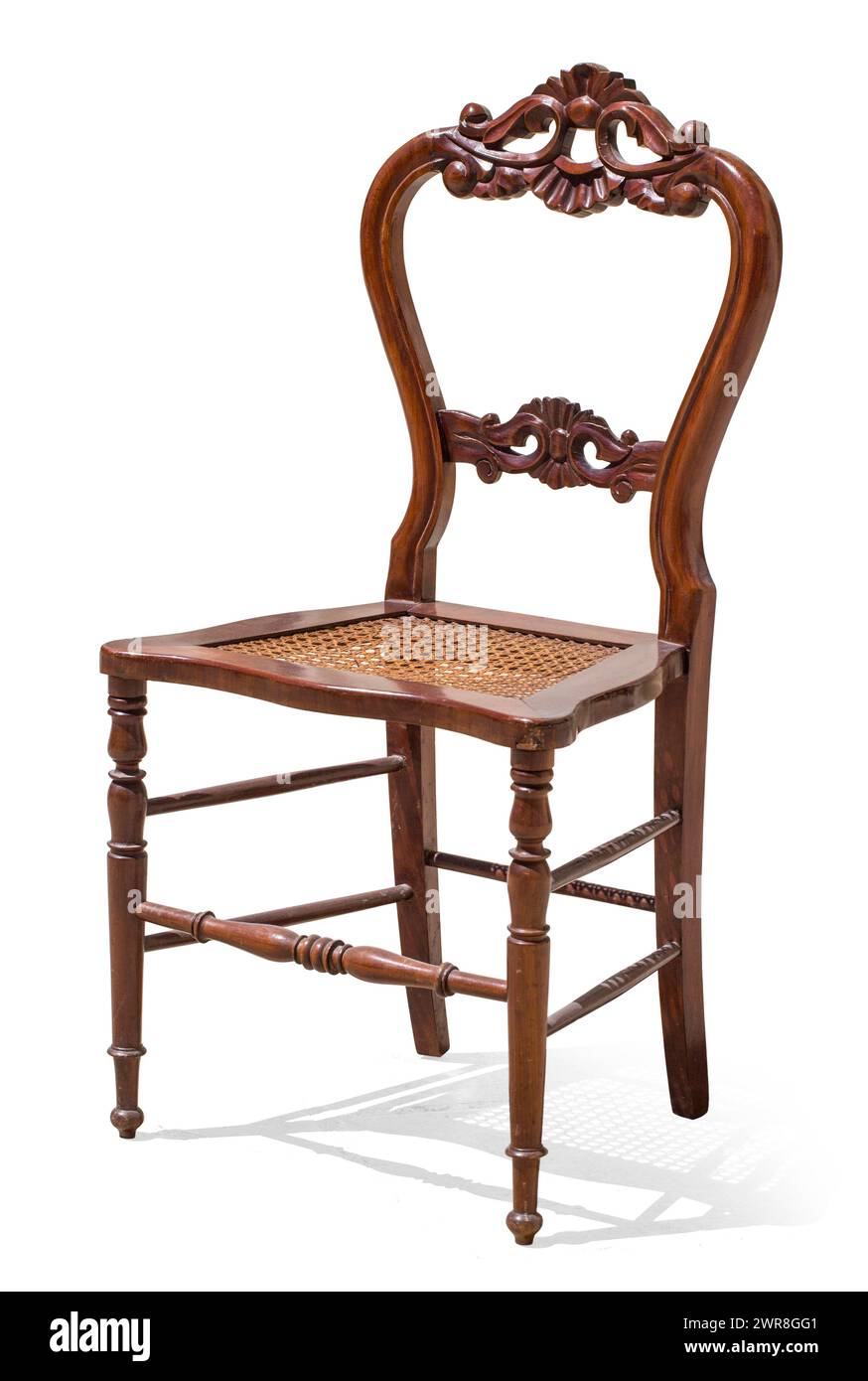 wooden carved chair isolated on white background with clipping path ...