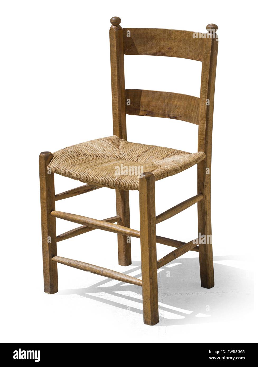 Antique Wooden Chair isolated on white with clipping path Stock Photo