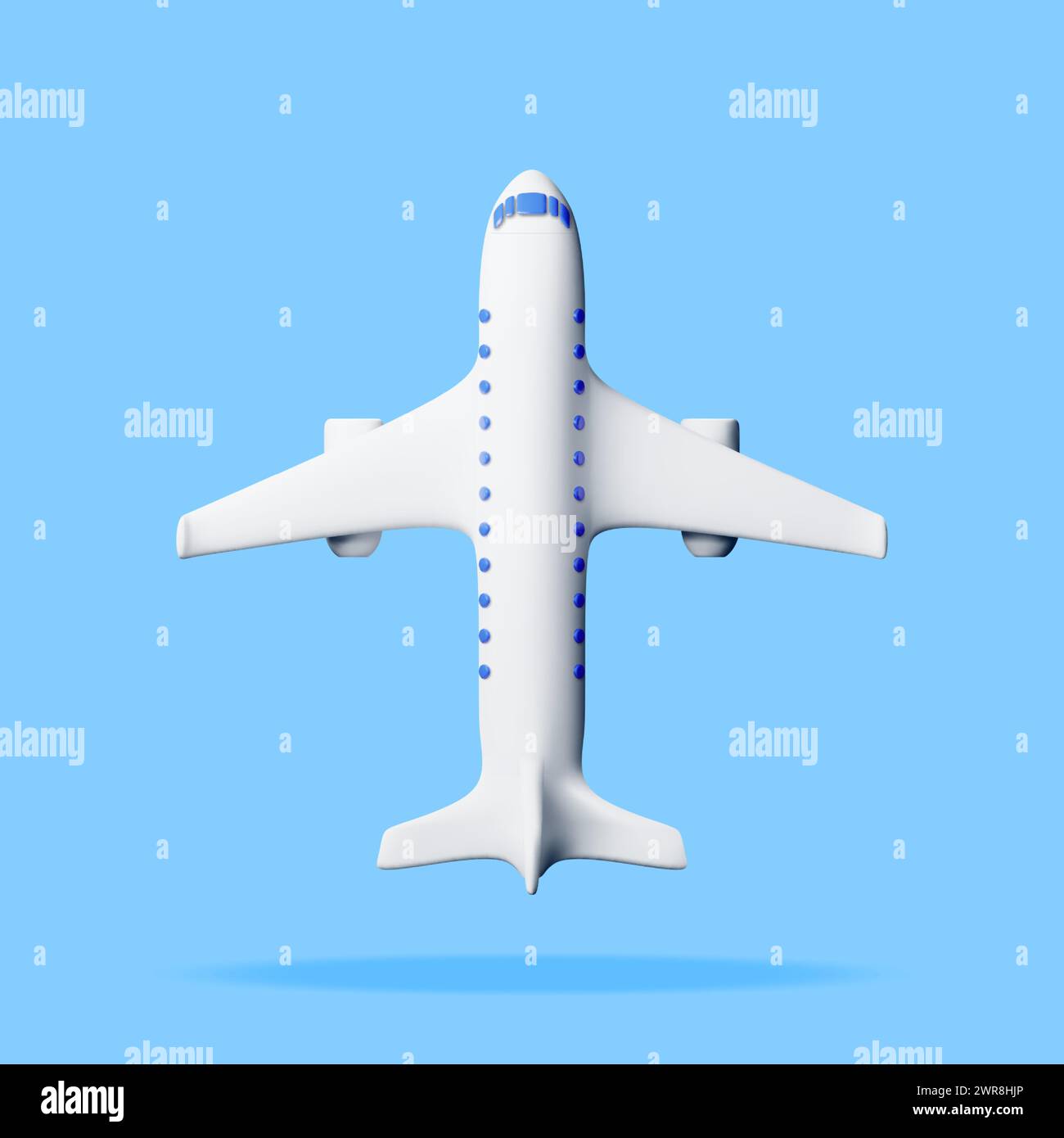 3D White Realistic Airplane Isolated on Blue Stock Vector Image & Art ...