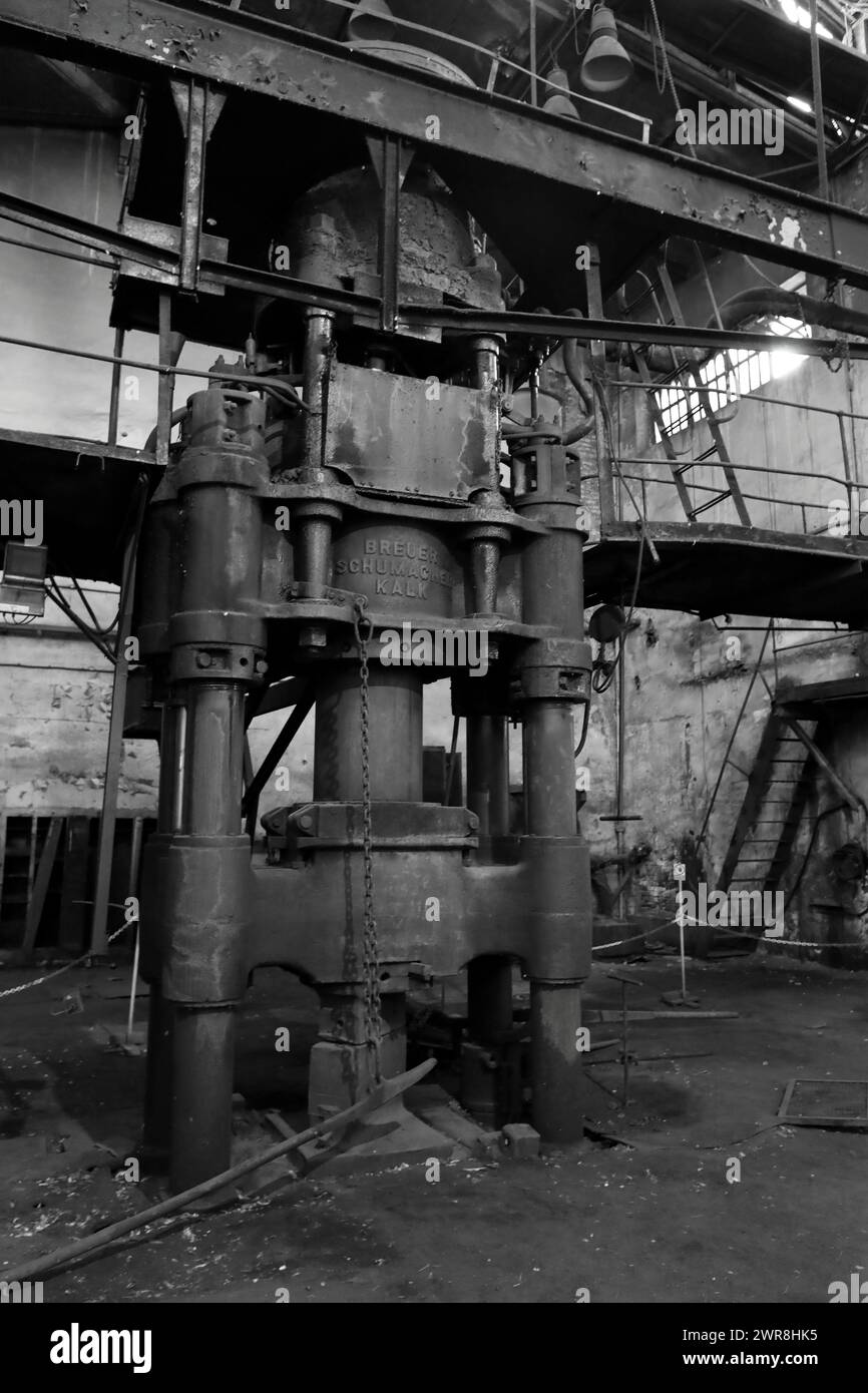 Old forging press in an abandoned shipbuilding factory. Stock Photo