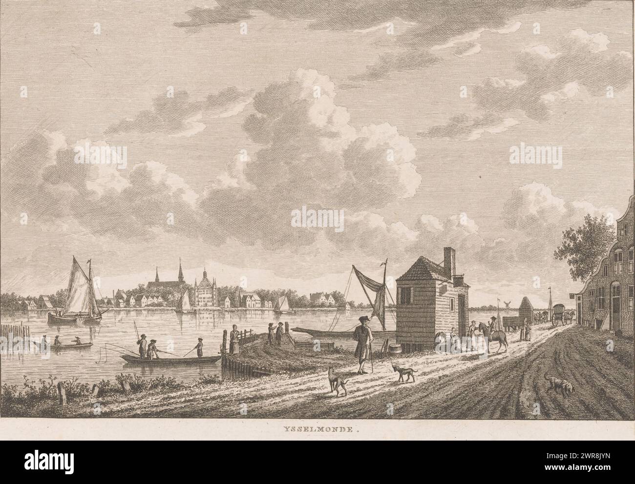 View of IJsselmonde, Ysselmonde (title on object), print maker: Carel Frederik Bendorp (I), after drawing by: Jan Bulthuis, 1786 - 1792, paper, etching, height 175 mm × width 245 mm, print Stock Photo