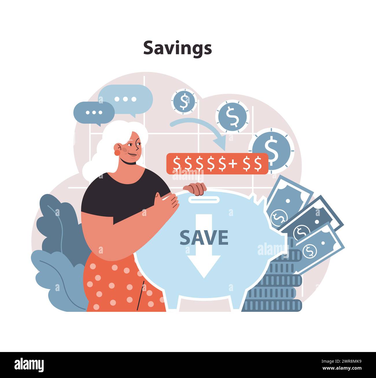 Savings Strategy Concept. Smart deposit habits leading to significant nest egg growth. Cultivating financial resilience. Flat vector illustration. Stock Vector