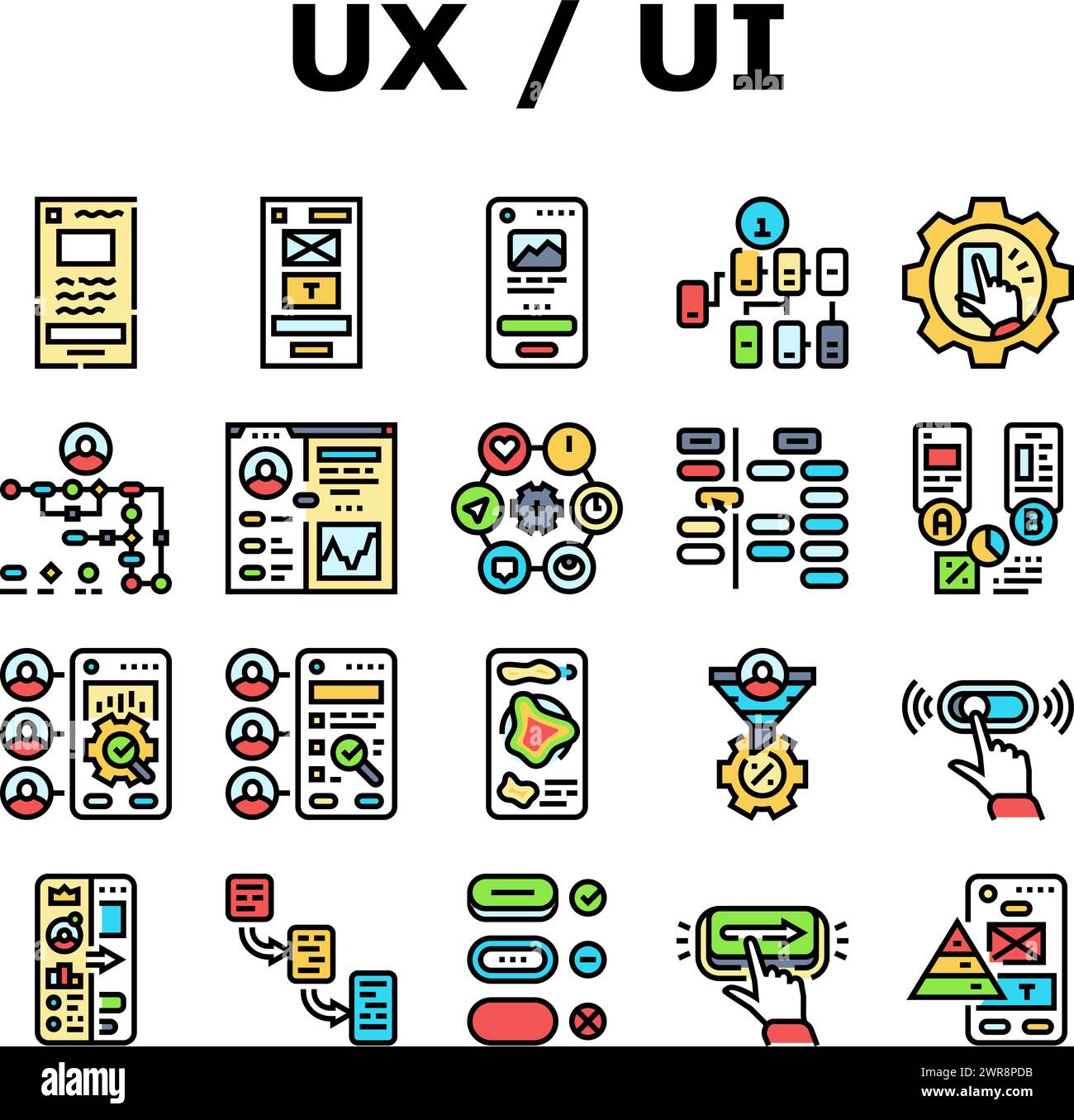 ui ux design agency user develop icons set vector Stock Vector Image ...