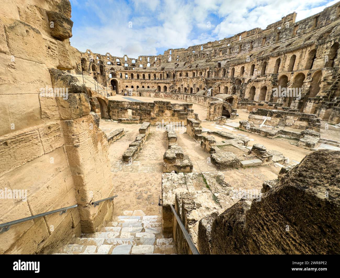 The interior of the Roman amphitheatre in El Jem (Thysdrus), Tunisia ...