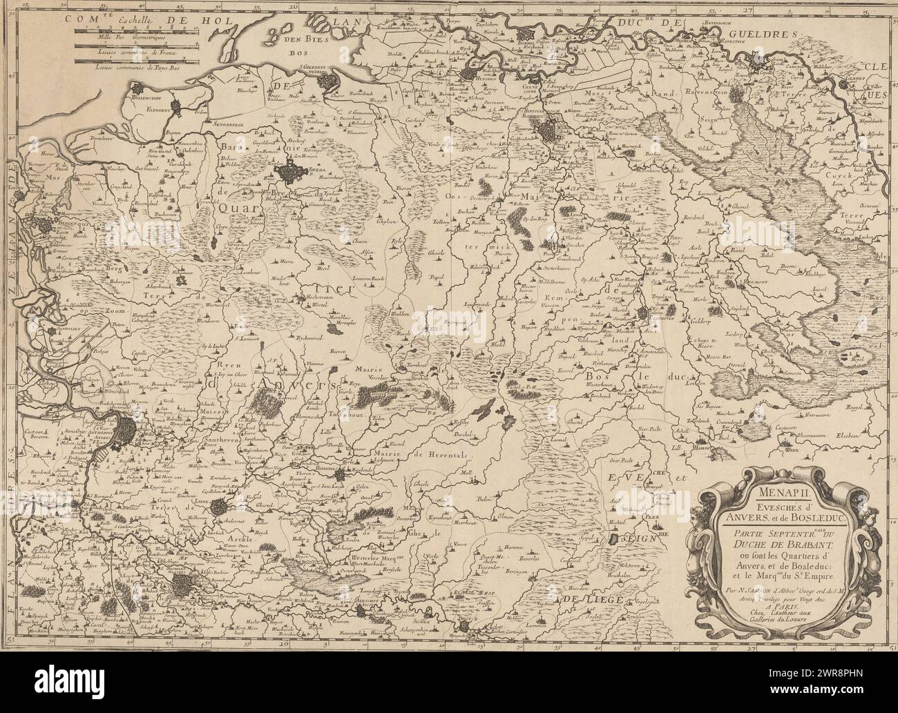 Map of the northern part of the Duchy of Brabant, Menapii. Eveschés d ...