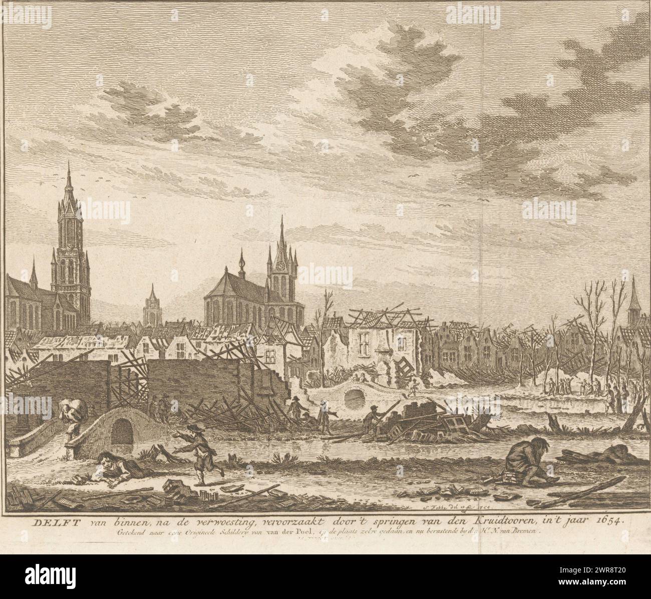 Destruction in Delft after the explosion of the gunpowder magazine on ...