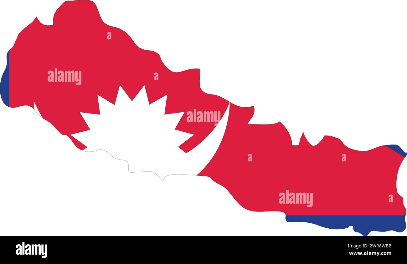 Nepal Flag in Nepal Map, Nepal Map with Flag, Country Map, Nepal with Flag, Nation Flag Stock Vector