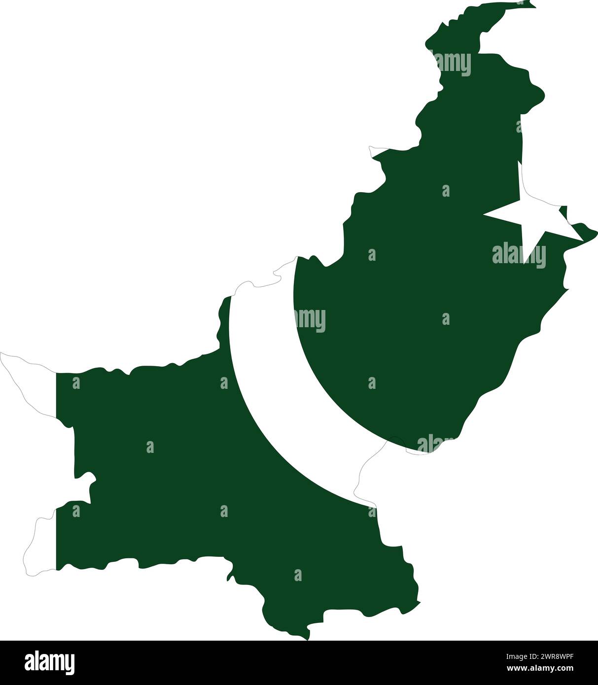 Pakistan Flag in Pakistan Map, Pakistan Map with Flag, Country Map, Pakistan with Flag, Nation Flag Stock Vector