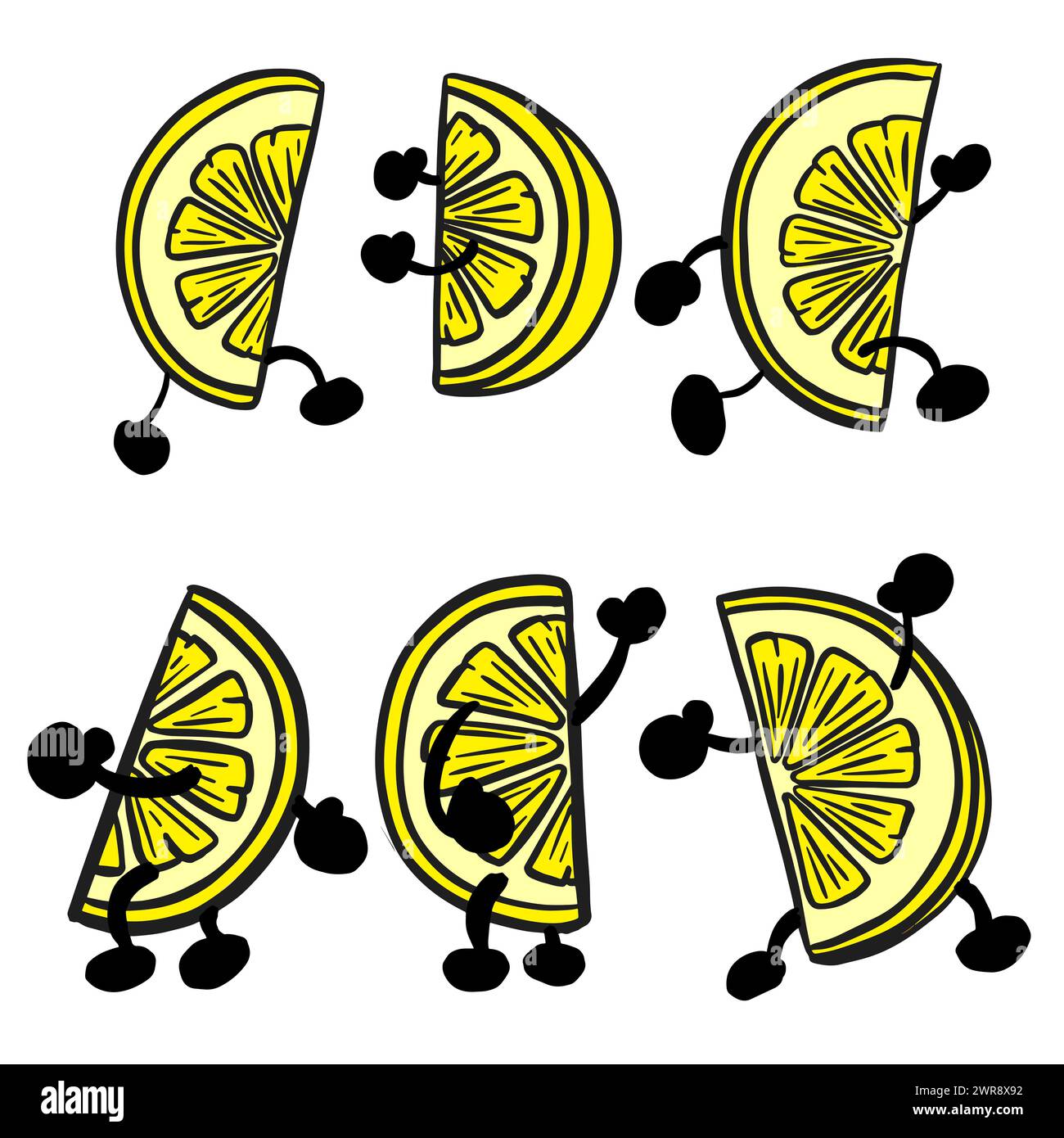 Funny Cartoon Character Fruit Slice Mascot Illustration Lime Stock Photo