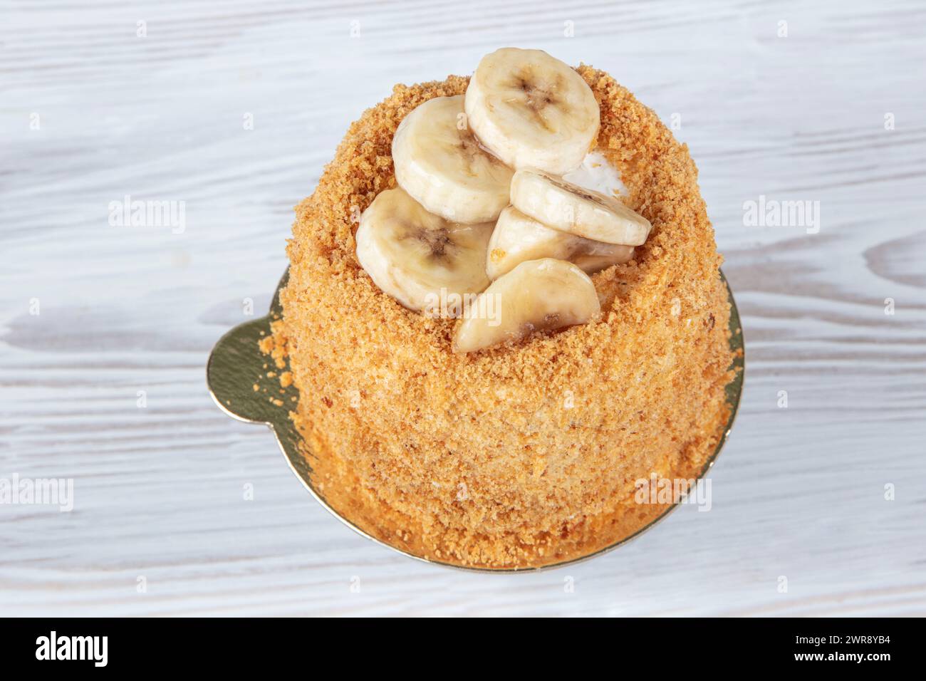 Delicious banana cake. Banana cake with a cream cheese and passionfruit