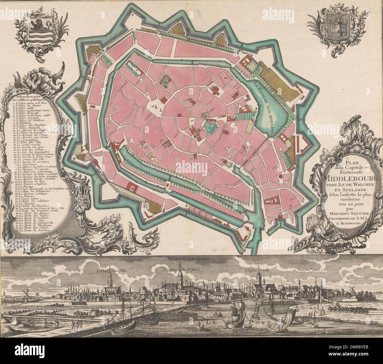 Map of Middelburg with cityscape, Plan dela capitale et forteresse ...