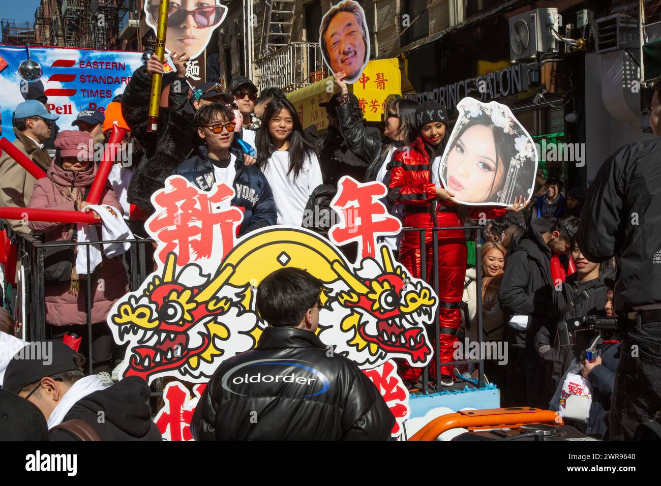 Energetic Young Chinese Americans On A Float In The Chinese New Year Parade In New York City Welcoming In The Year Of The Dragon In 2024 2WR9640 