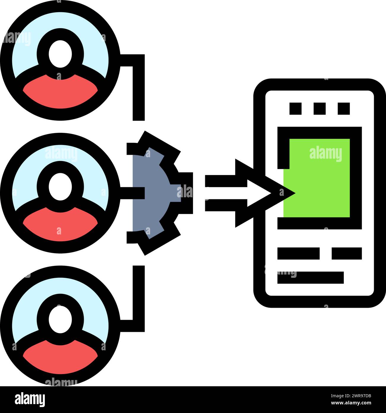 guerrilla testing ux ui design color icon vector illustration Stock ...