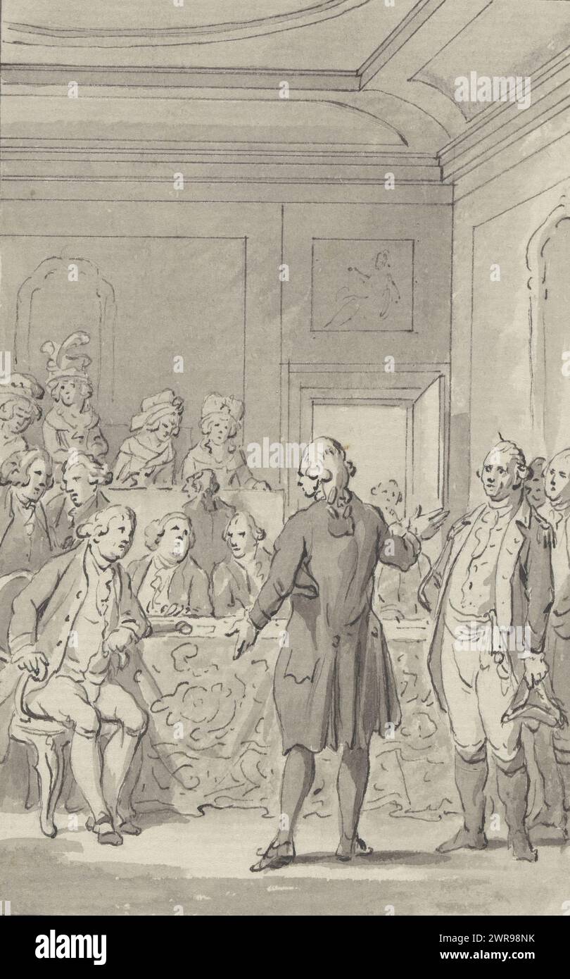 Reception of the first Dutch envoy in the American Senate, 1783, Reception of the first Dutch envoy Pieter Johan van Berckel in the American Senate in Princetown, October 31, 1783. Design for a print., draughtsman: Jacobus Buys, Northern Netherlands, 1788 - 1790, paper, height 143 mm × width 91 mm, drawing Stock Photo