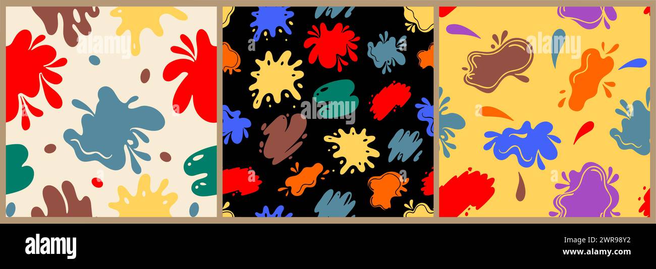 Seamless pattern with paint spots, blots, drops. Stock Vector