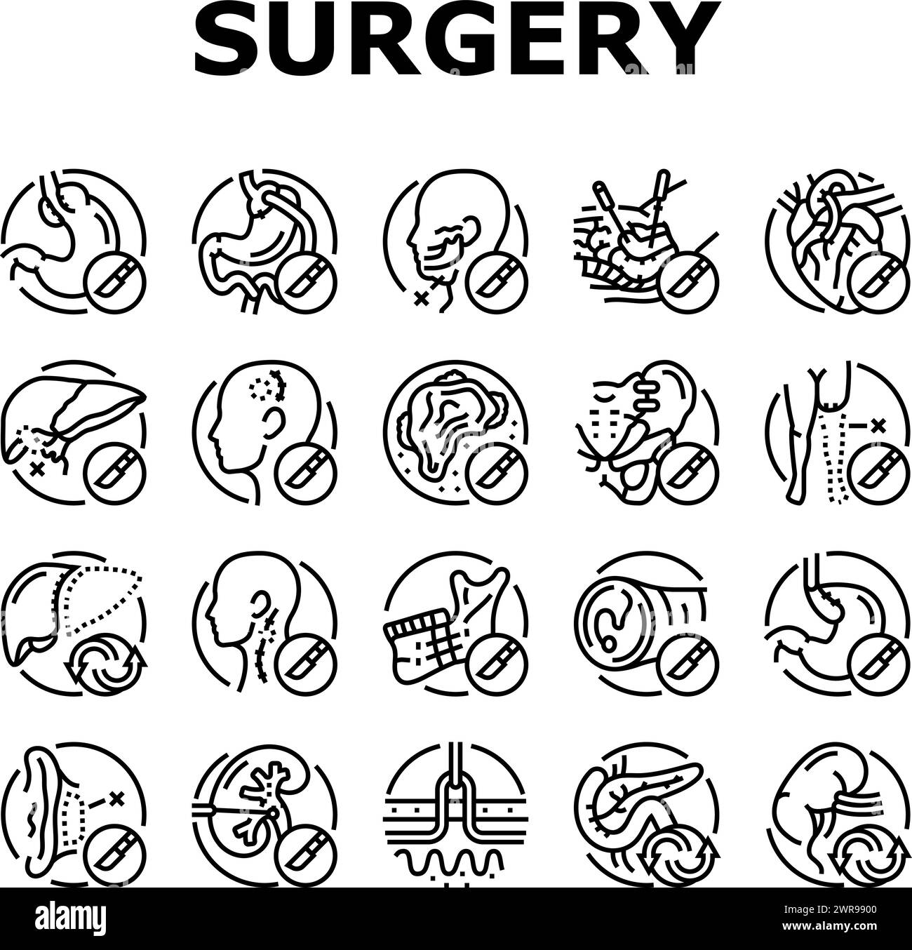 surgery operate room invasive icons set vector Stock Vector Image & Art
