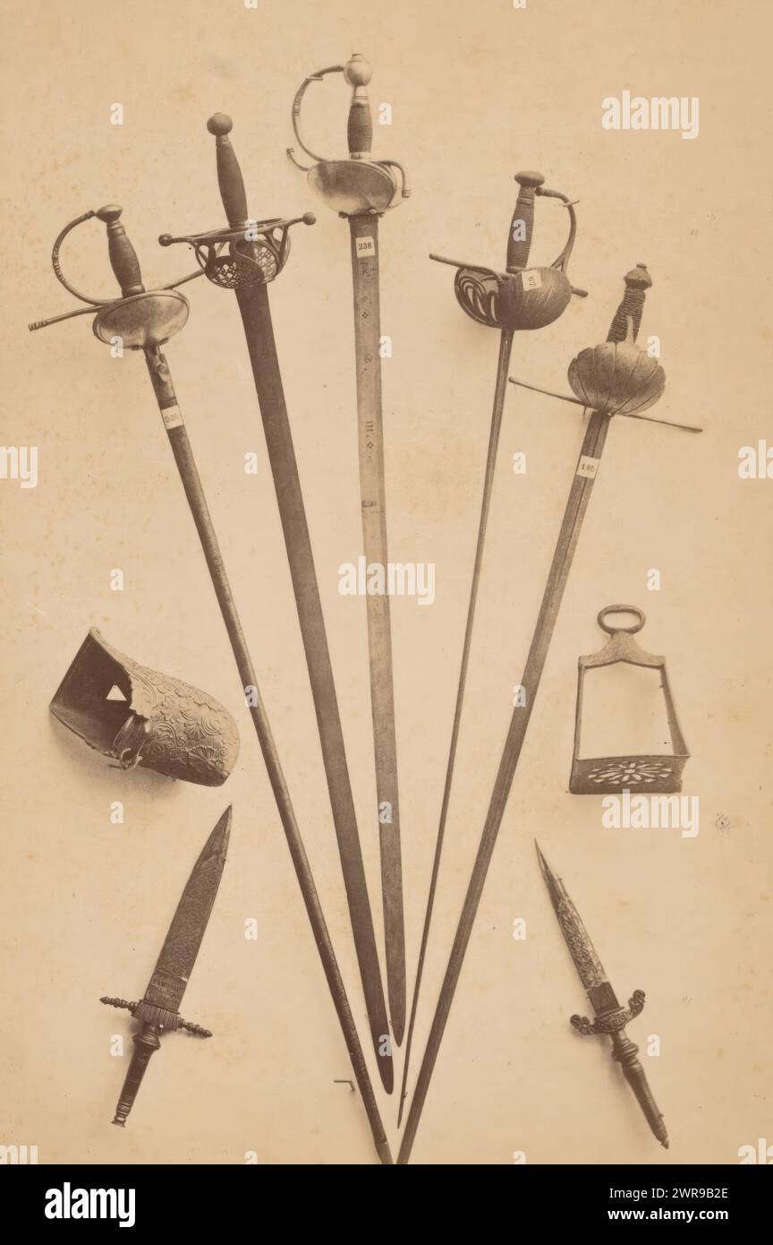 Swords, daggers and footrests, anonymous, c. 1873 - in or before 1878, photographic support, albumen print, height 139 mm × width 97 mm, photograph Stock Photo