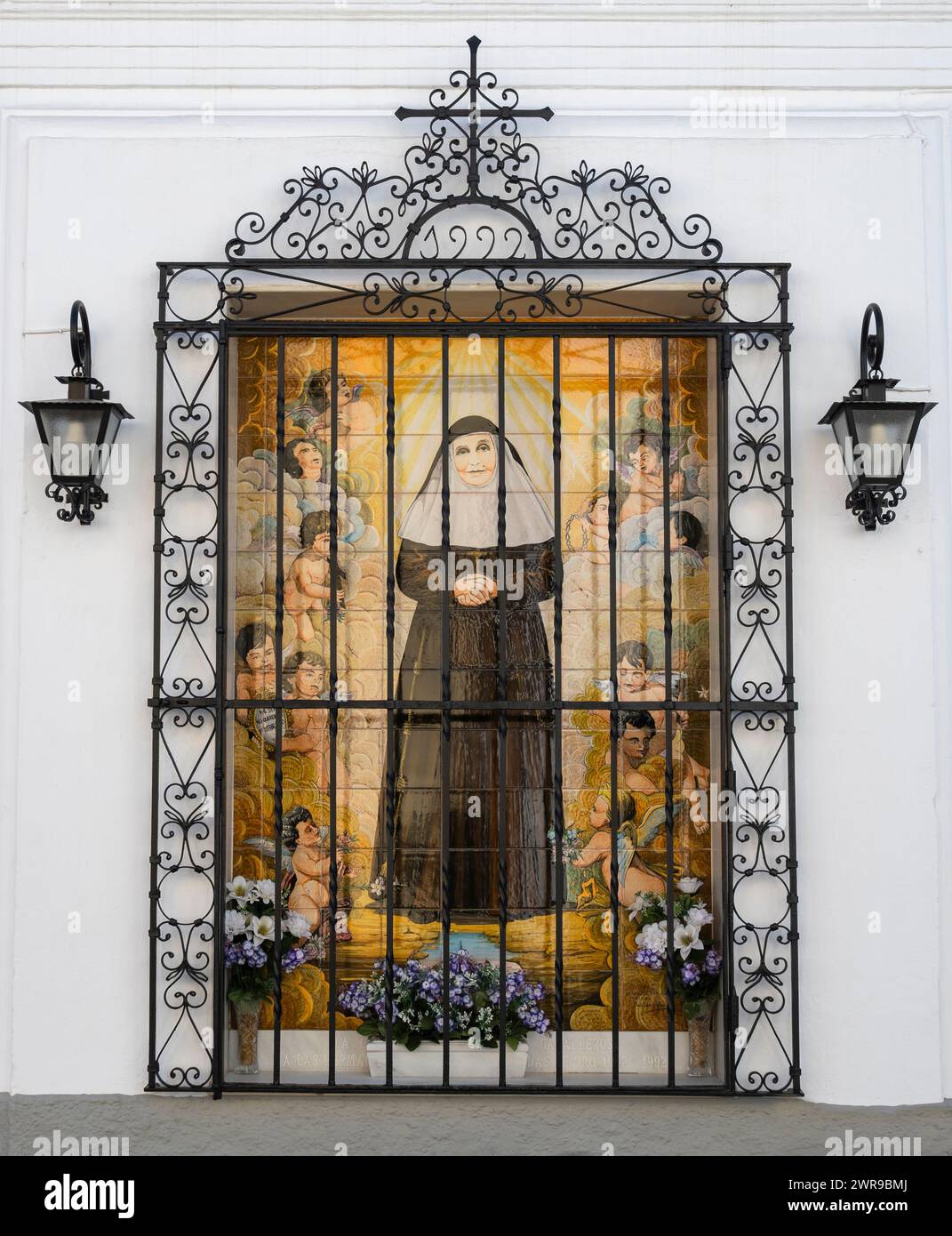Intricate church window in Spain Stock Photo