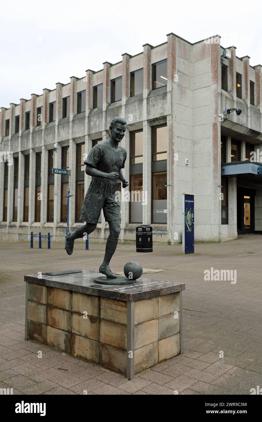 Bertie Peacock memorial statue at Coleraine in Northern Ireland Stock