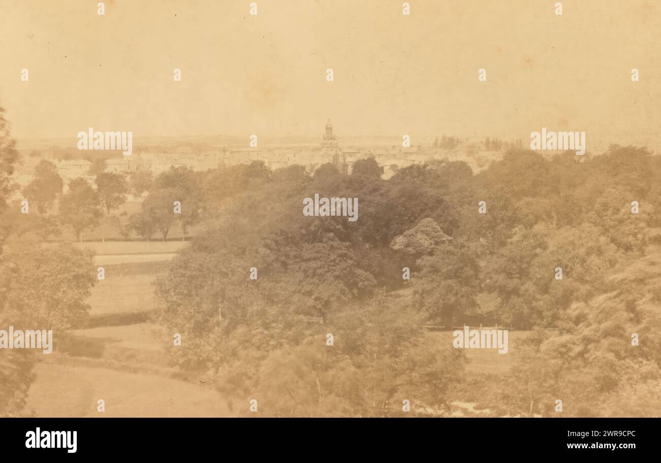 View of Forres, Scotland, seen from the south, Forres, from the South (title on object), George Washington Wilson, Robert Stewart, Forres, c. 1858 - in or before 1863, photographic support, albumen print, height 59 mm × width 95 mm, photograph Stock Photo