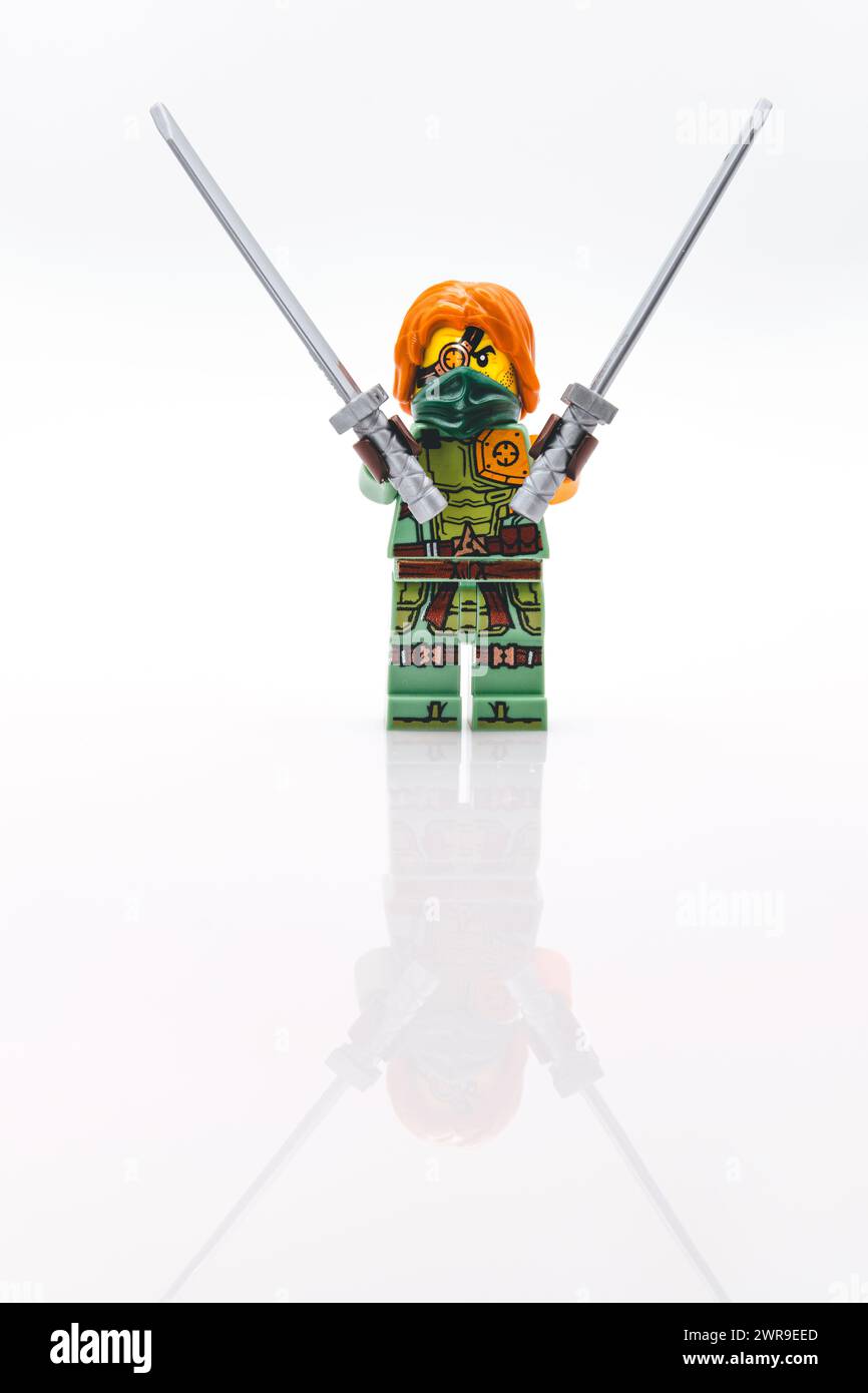 Ronin lego ninjago minifigure toy with reflection Stock Photo - Alamy