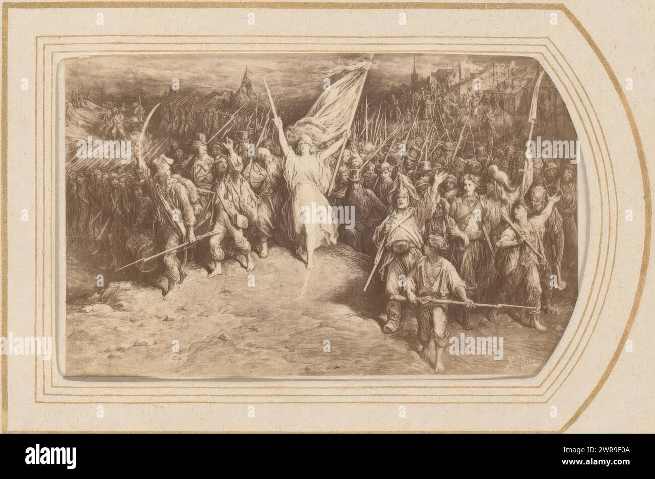 Photo reproduction of La Marseillaise by Gustave Doré, anonymous, after painting by: Gustave Doré, 1870 - 1890, cardboard, albumen print, height 84 mm × width 51 mm, photograph Stock Photo