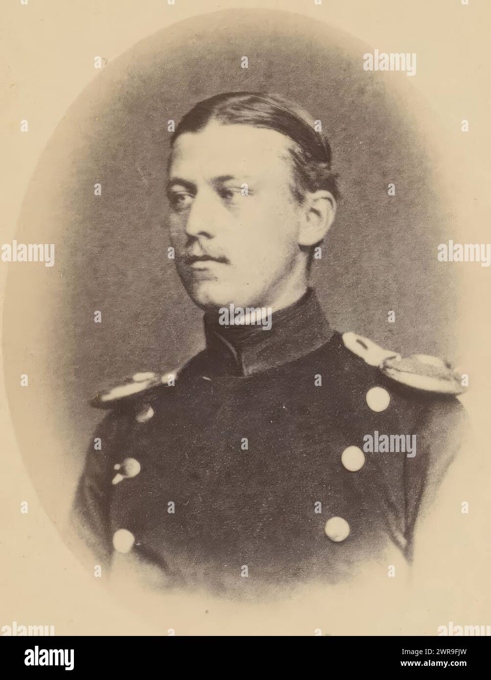 Portrait of Prince Anton von Hohenzollern-Sigmaringen in uniform, This photo is part of an album., anonymous, 1860 - 1866, cardboard, albumen print, height 83 mm × width 52 mm, photograph Stock Photo