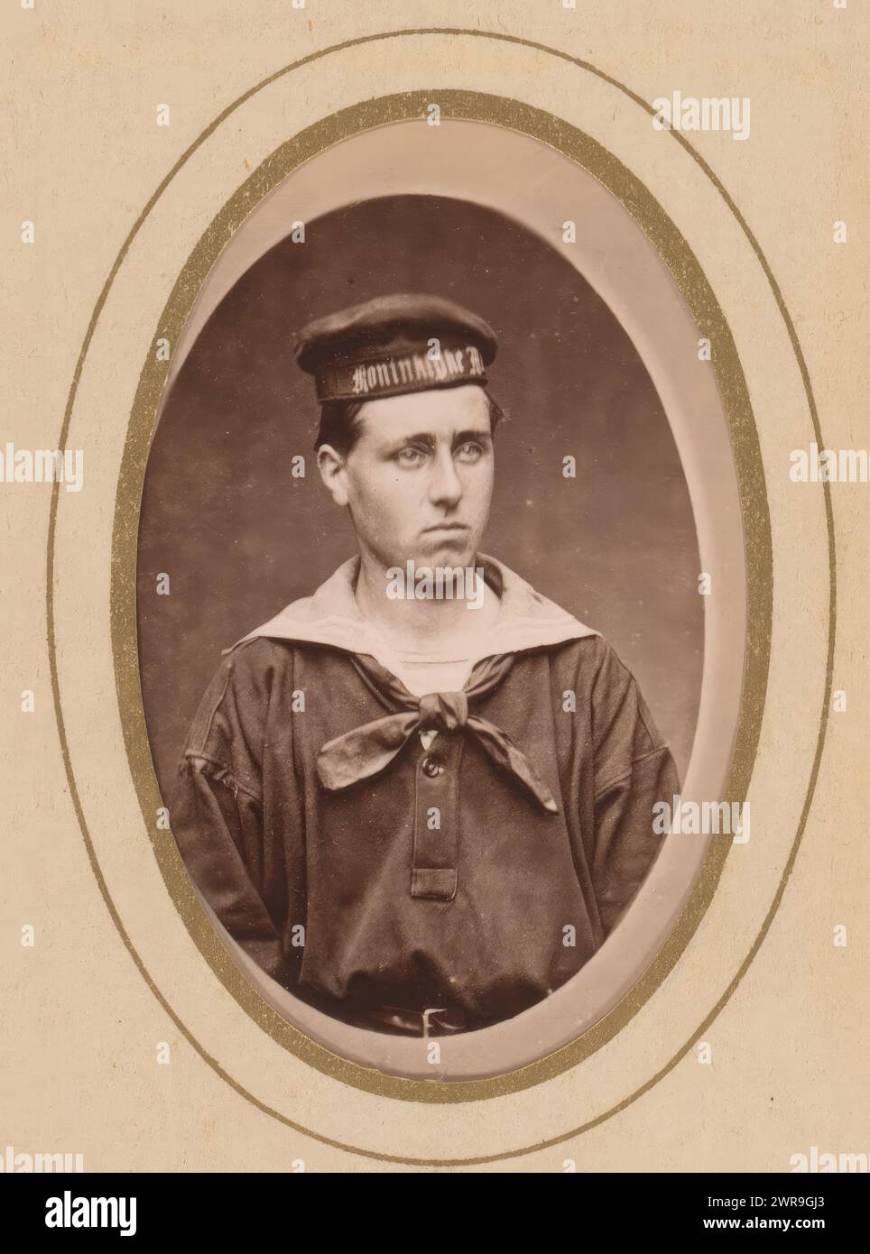 Portrait of a young man in uniform, This photo is part of an album., P. Vlaanderen & C. van der Aa, Noord-Holland, 1881 - 1900, photographic support, albumen print, height 82 mm × width 51 mm, photograph Stock Photo