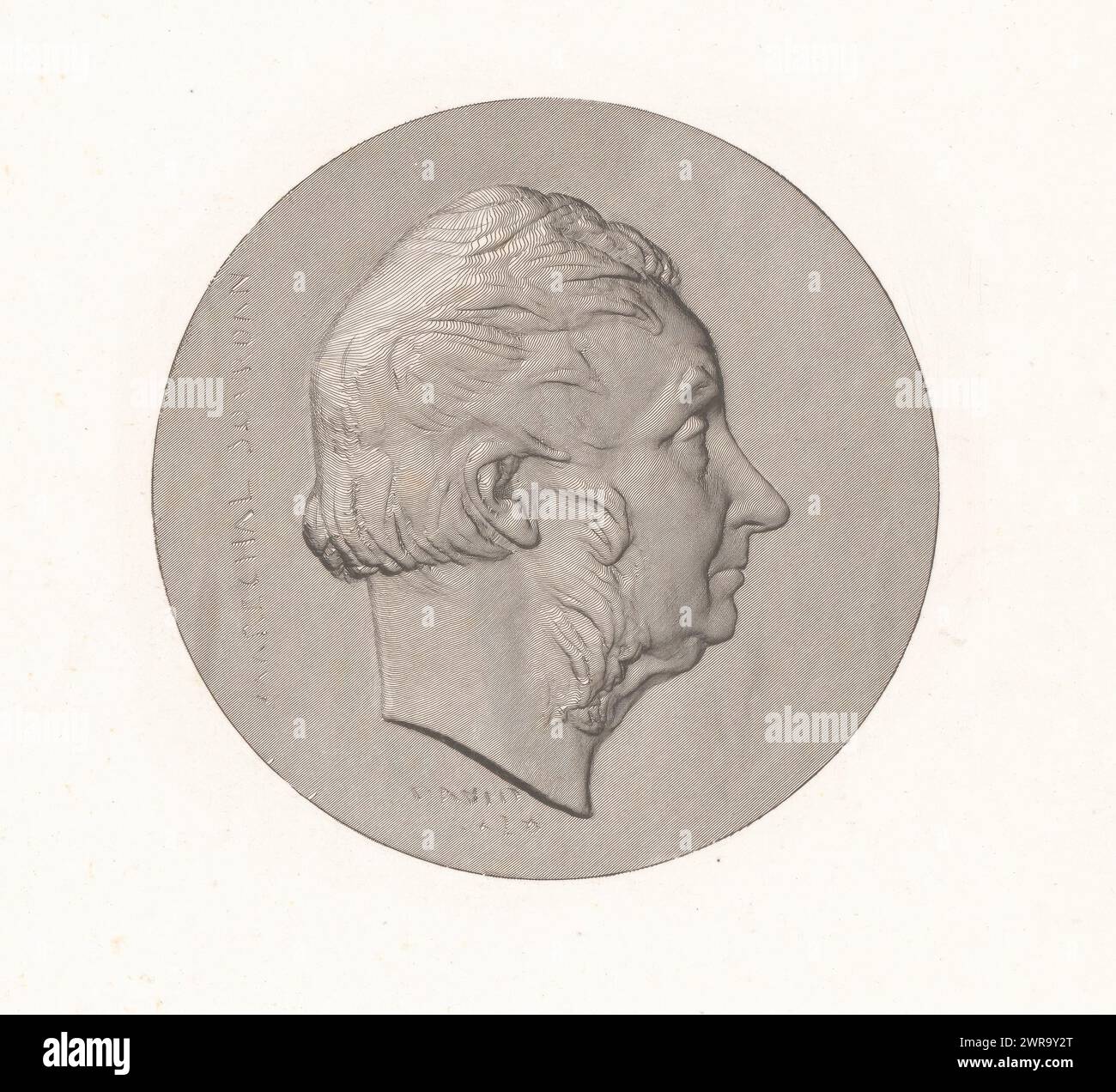 Medal with portrait of Jean-Baptiste Jourdan, Marechal Jourdan (title on object), Series of medallions with prominent figures from the early nineteenth century (series title), print maker: Achille Collas, (possibly), Pierre Jean David d'Angers, France, in or after 1828, paper, height 243 mm × width 218 mm, print Stock Photo