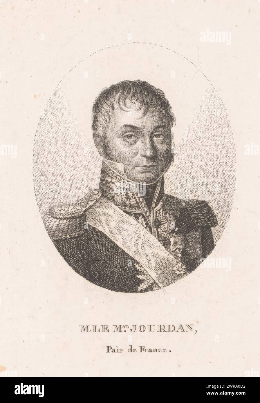 Portrait of Jean-Baptiste Jourdan, print maker: Ambroise Tardieu, Paris, 1820 - 1821, paper, engraving, height 209 mm × width 136 mm, print Stock Photo