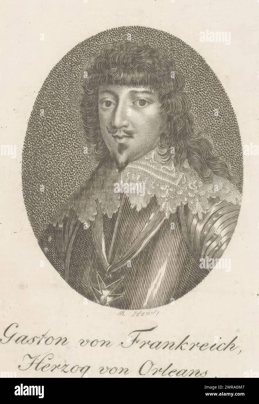 Portrait of Gaston Jean-Baptiste Duke of Orleans, print maker: Meno Haas, 1762 - 1833, paper, engraving, height 102 mm × width 60 mm, print Stock Photo