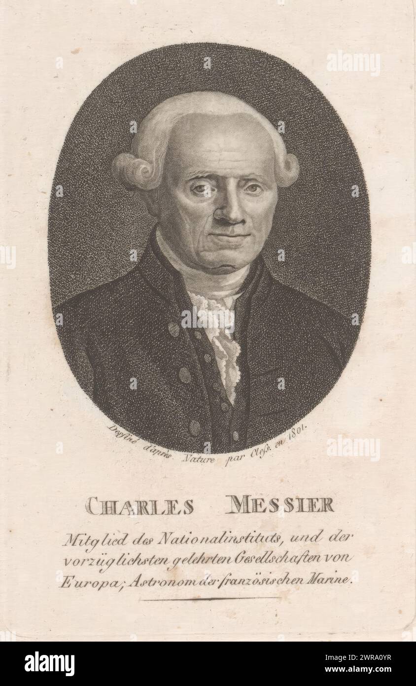 Portrait of Charles Messier, print maker: Konrad Westermayr, after drawing by: Jean-Henri Cless, Germany, 1801, paper, height 140 mm × width 90 mm, print Stock Photo