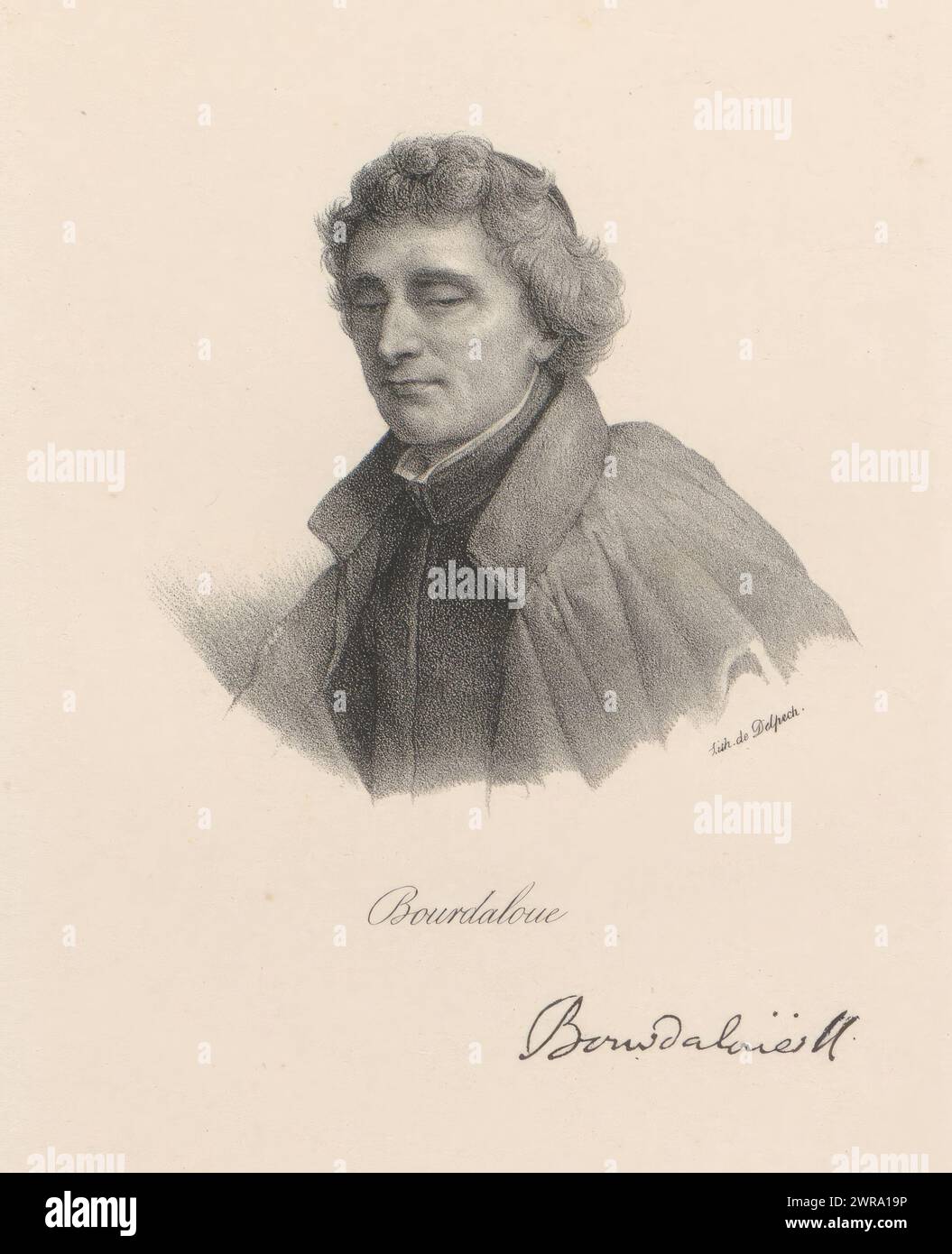 Portrait of Louis Bourdaloue, Bourdaloue (title on object), print maker: anonymous, printer: veuve Delpech (Naudet), Paris, in or after 1818 - in or before 1842, paper, height 271 mm × width 179 mm, print Stock Photo