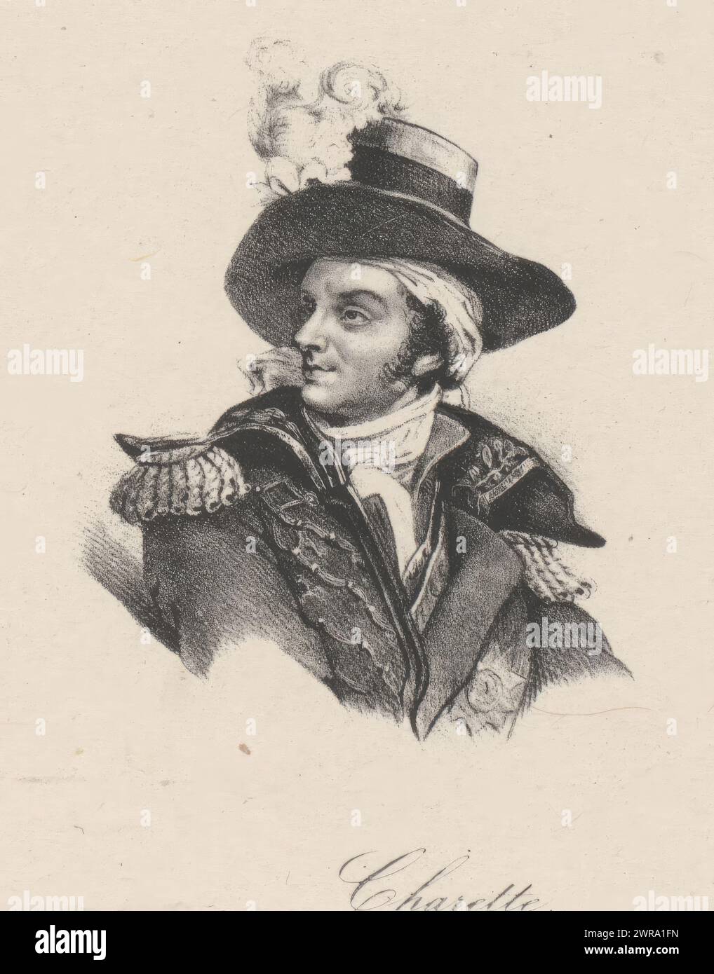 Portrait of François Athanase Charette de La Contrie, Charette (title on object), print maker: anonymous, printer: veuve Delpech (Naudet), Paris, in or after 1818 - in or before 1842, paper, height 280 mm × width 181 mm, print Stock Photo