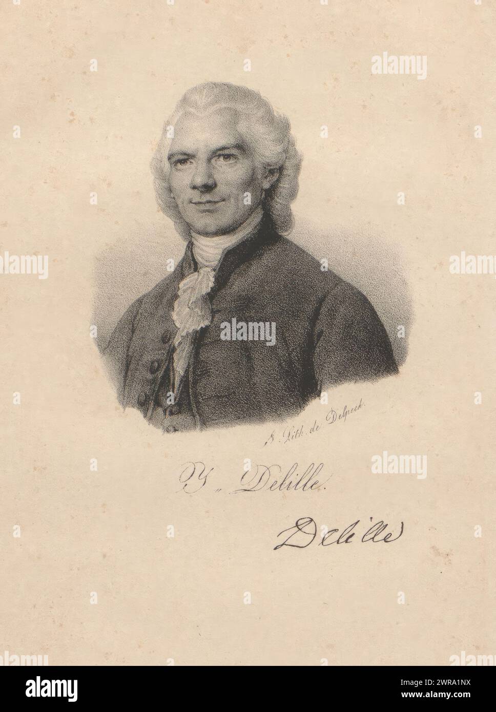 Portrait of Jacques Delille, J. Delille (title on object), print maker: anonymous, printer: veuve Delpech (Naudet), Paris, in or after 1818 - in or before 1842, paper, height 266 mm × width 173 mm, print Stock Photo