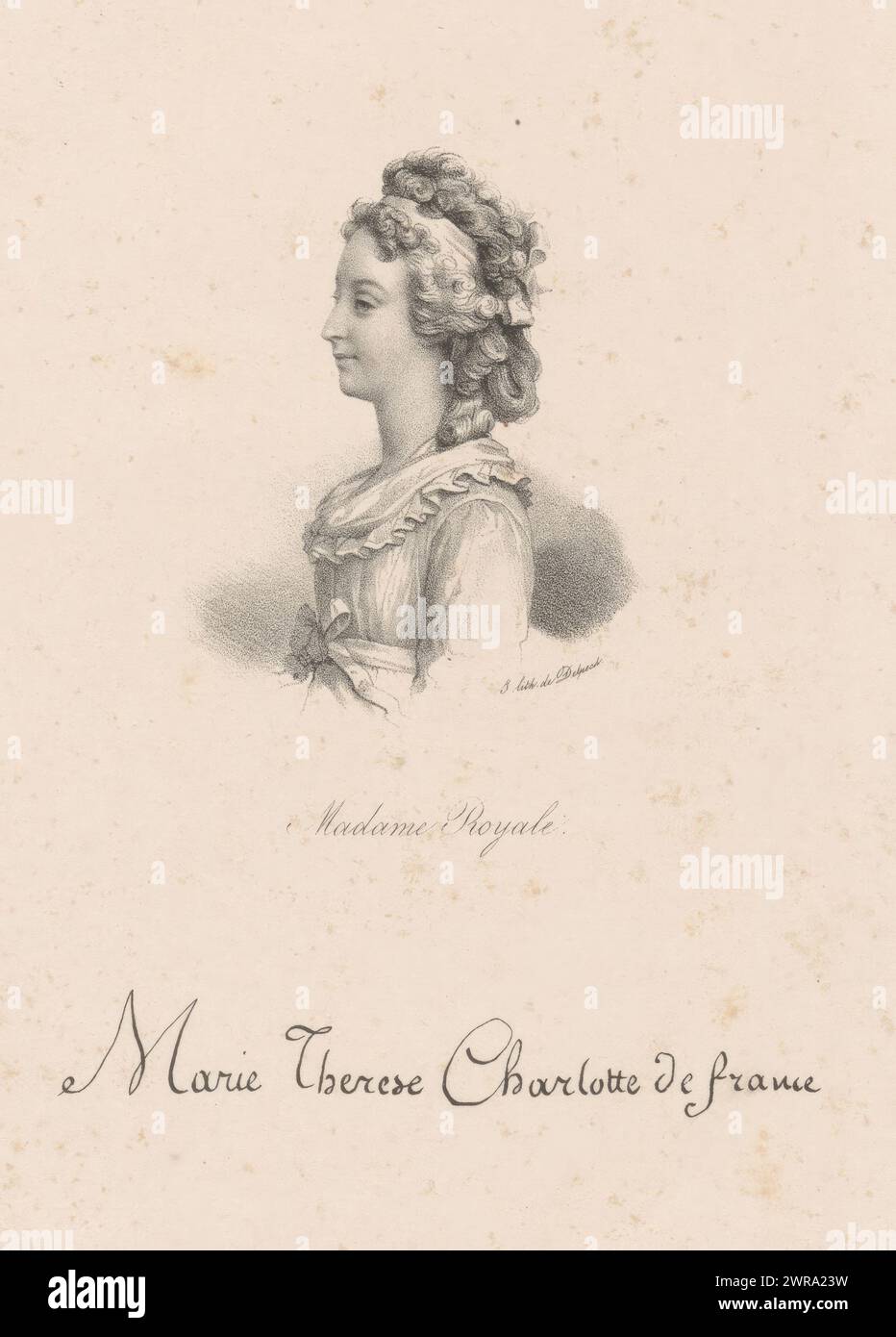 Portrait of Marie Thérèse Charlotte of France, Madame Royale (title on object), print maker: anonymous, printer: veuve Delpech (Naudet), Paris, in or after 1818 - in or before 1842, paper, height 272 mm × width 181 mm, print Stock Photo