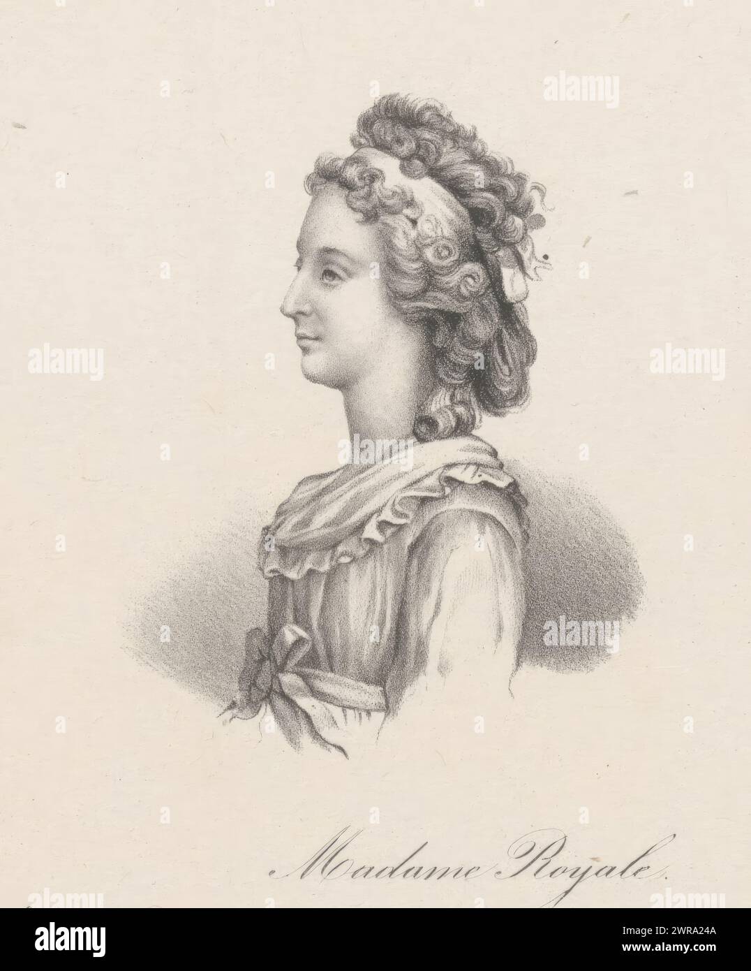 Portrait of Marie Thérèse Charlotte of France, Madame Royale (title on object), print maker: anonymous, printer: veuve Delpech (Naudet), (possibly), Paris, in or after 1818 - in or before 1842, paper, height 278 mm × width 183 mm, print Stock Photo
