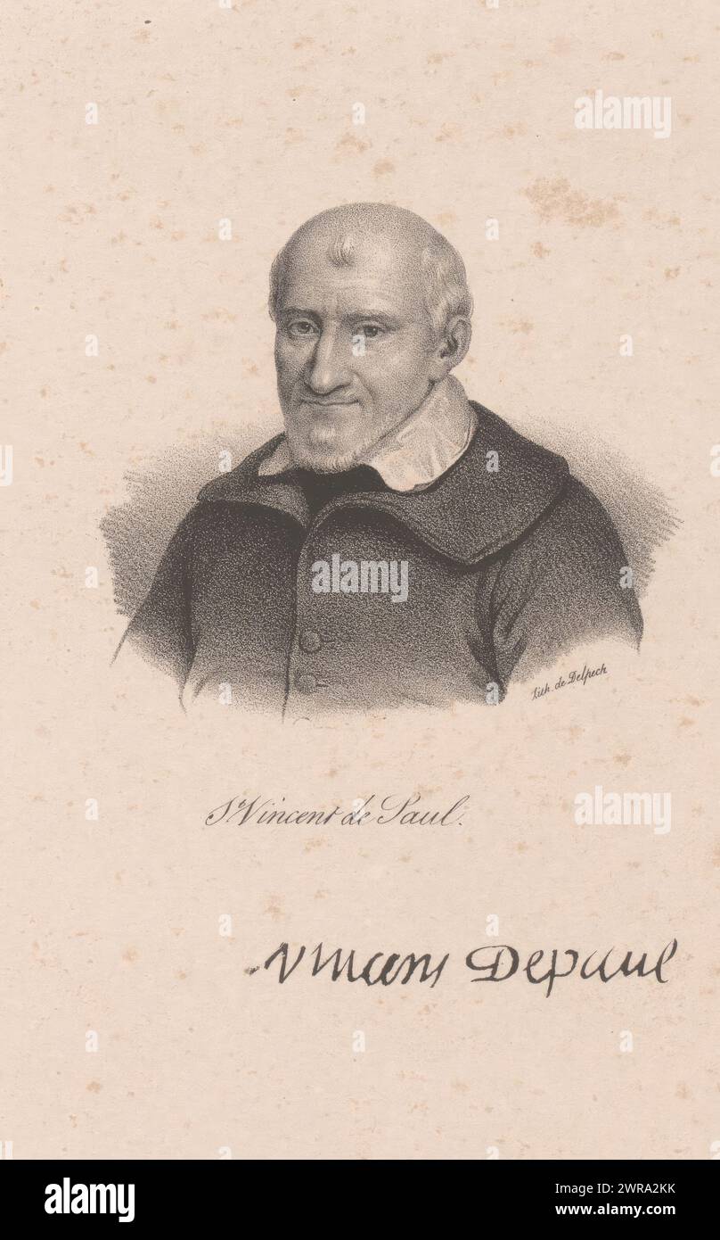 Portrait of Vincentius a Paulo, St. Vincent de Paul (title on object), print maker: anonymous, printer: veuve Delpech (Naudet), Paris, in or after 1818 - in or before 1842, paper, height 273 mm × width 182 mm, print Stock Photo
